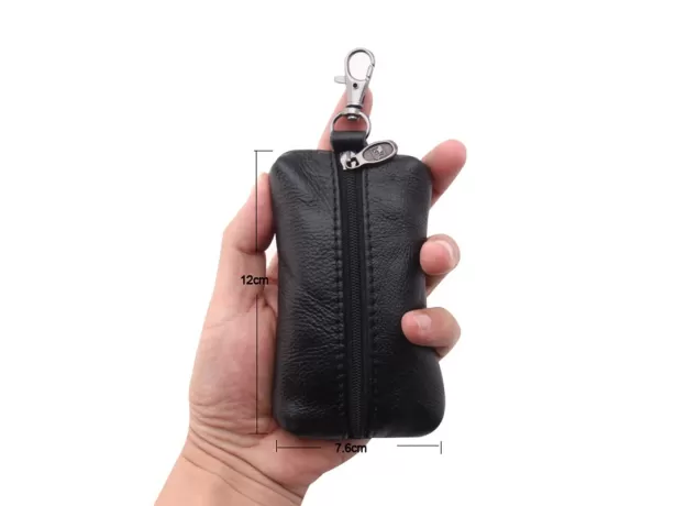 CAR KEY CASE LEATHER MEN WOMEN WALLETS KEY HOLDER HOUSEKEEPER COVERS ZIPPER BAG