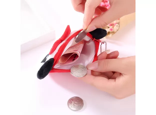 SOFT PLUSH PANDA DOG RABBIT MONKEY CARTOON WOMEN COIN PURSE MINI CUTE OVAL ZIPPER GIRL COIN WALLET