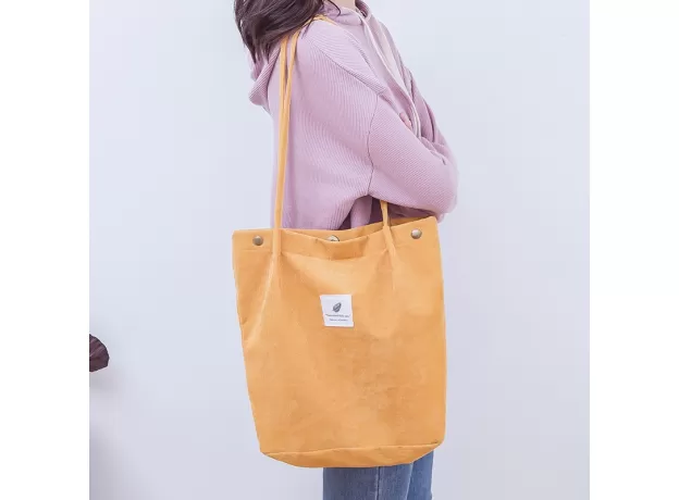WOMEN CORDUROY SHOPPING BAG FEMALE CANVAS CLOTH SHOULDER BAG ENVIRONMENTAL STORAGE HANDBAG
