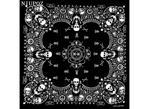 DESIGN FASHION HIP HOP 100% COTTON SKULL BANDANA SQUARE SCARF BLACK PAISLEY BICYCLE HEADBAND