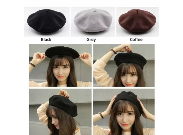 WOMEN GIRL BERET FRENCH ARTIST WARM WOOL WINTER BEANIE HAT
