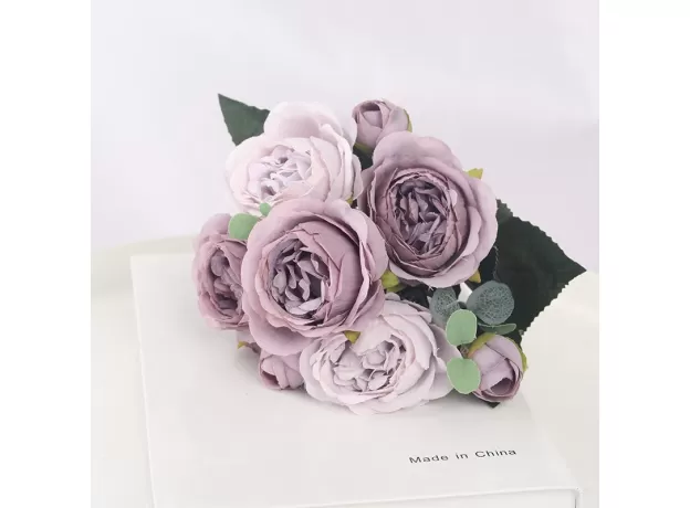 1 BOUQUET 9 HEADS ARTIFICIAL FLOWERS PEONY TEA ROSE AUTUMN SILK FAKE FLOWERS