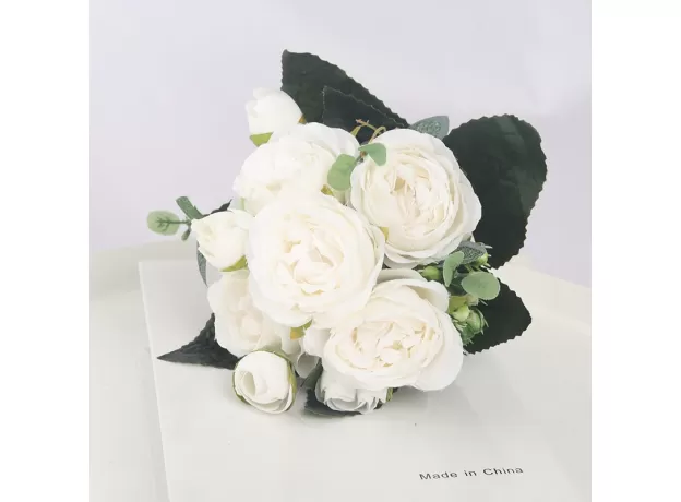 1 BOUQUET 9 HEADS ARTIFICIAL FLOWERS PEONY TEA ROSE AUTUMN SILK FAKE FLOWERS