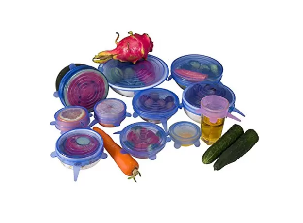 12PCS SILICONE STRETCH LIDS UNIVERSAL SILICONE FOOD WRAP BOWL POT LID SILICONE COVER