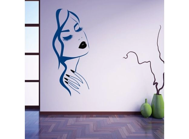 BEAUTY SALON HAIRSTYLE ROOM DECORATION HAND GIRL FACE WALL STICKER