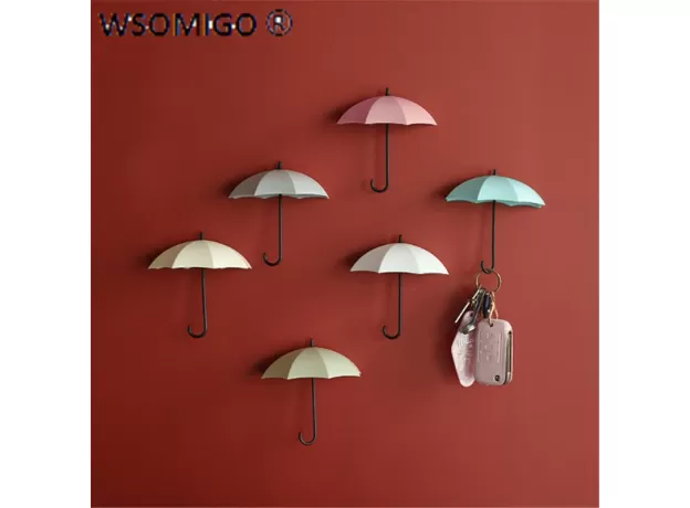 3PCS/PACK KITCHEN ACCESSORIES PLASTIC UMBRELLA STRONG ADHESIVE HOOK KEY HOOK HOME DECORATION