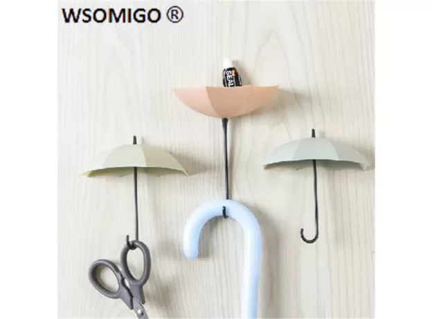3PCS/PACK KITCHEN ACCESSORIES PLASTIC UMBRELLA STRONG ADHESIVE HOOK KEY HOOK HOME DECORATION