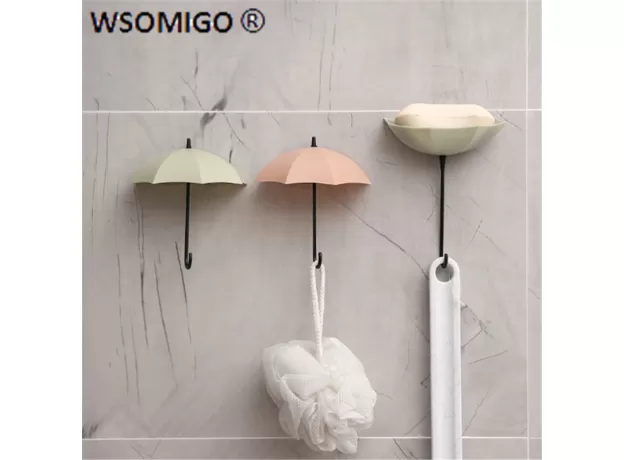 3PCS/PACK KITCHEN ACCESSORIES PLASTIC UMBRELLA STRONG ADHESIVE HOOK KEY HOOK HOME DECORATION