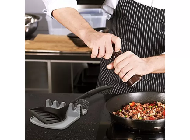 KITCHEN ACCESSORIES COOKING TOOLS HEAT RESISTANT SILICONE SPOON REST LADLE UTENSIL HOLDER ORGANIZER