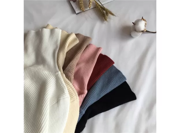 WINTER THICK SWEATER WOMEN KNITTED RIBBED PULLOVER SWEATER