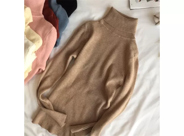 WINTER THICK SWEATER WOMEN KNITTED RIBBED PULLOVER SWEATER
