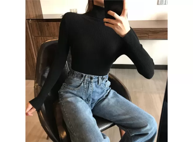 WINTER THICK SWEATER WOMEN KNITTED RIBBED PULLOVER SWEATER