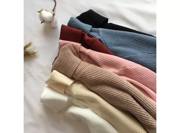 WINTER THICK SWEATER WOMEN KNITTED RIBBED PULLOVER SWEATER