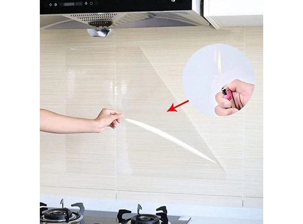KITCHEN OIL PROOF WALL STICKER CLEAR GLOSSY SELF ADHESIVE FILM COVERING REMOVABLE PROTECTIVE FILM