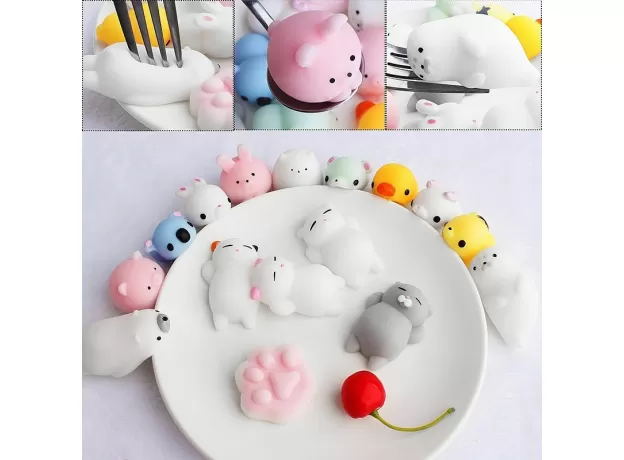 30PCS MINI ANIMAL SQUISHIES KAWAII MOCHI SQUEEZE STRESS TOYS SOFT SQUISHY GIFTS MOCHI ANIMALS