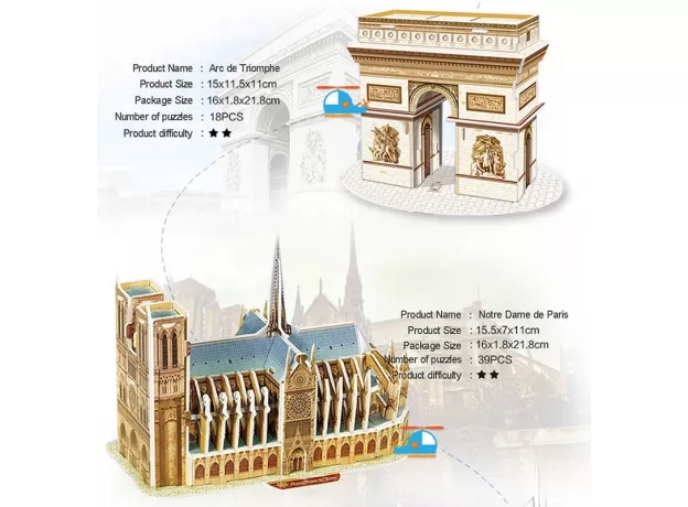 3D THREE-DIMENSIONAL PUZZLE WORD FAMOUS BUILDINGS ARCHITECTURE PUZZLEES DIY JIGSAW PUZZLE