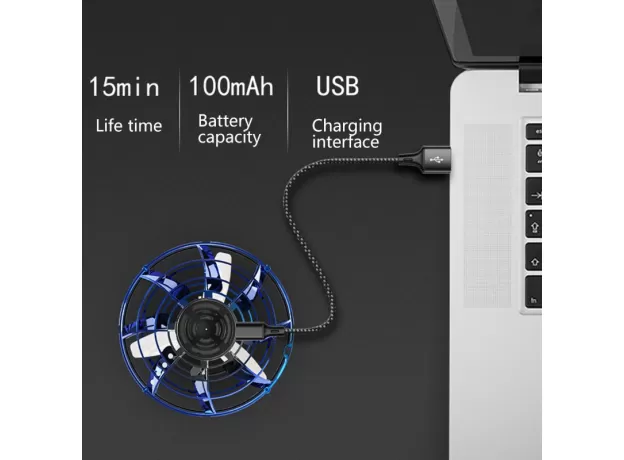 MINI DRONE LED UFO TYPE FLYING HELICOPTER SPINNER  FINGERTIP UPGRADE FLIGHT GYRO DRONE