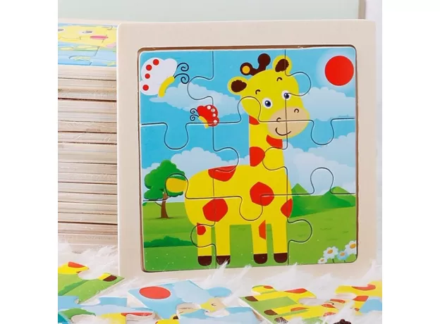 TOY WOODEN 3D PUZZLE JIGSAW TANGRAM FOR CHILDREN BABY CARTOON ANIMAL/TRAFFIC PUZZLES
