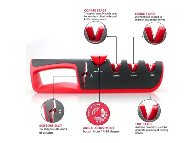 KNIFE SHARPENER PROFESSIONAL 4 IN 1 KITCHEN KNIVES GRINDER SCISSORS SHARPENING STONE