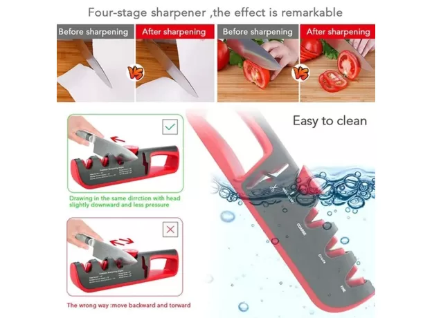 KNIFE SHARPENER PROFESSIONAL 4 IN 1 KITCHEN KNIVES GRINDER SCISSORS SHARPENING STONE