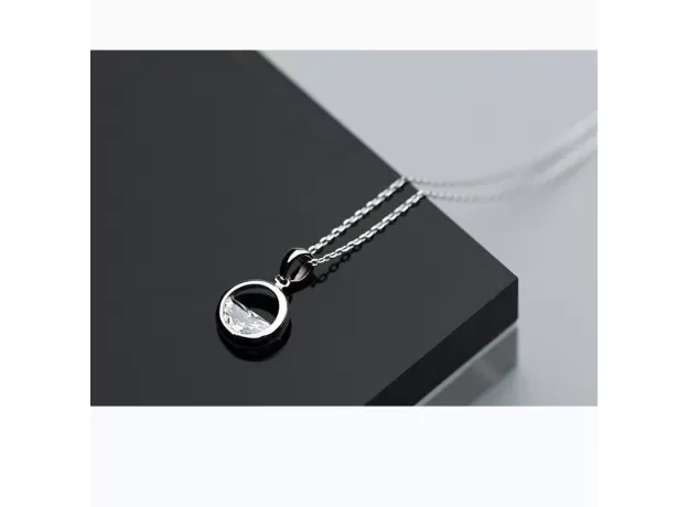 SILVER CRYSTAL ROUND MINIMALIST PENDANT NECKLACES MINIMALIST FINE JEWELRY