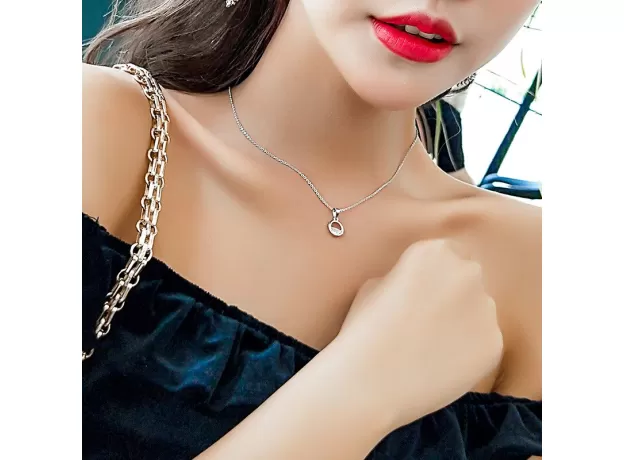 SILVER CRYSTAL ROUND MINIMALIST PENDANT NECKLACES MINIMALIST FINE JEWELRY
