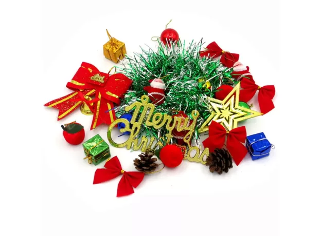 CHRISTMAS TREE + 23 PCS CHRISTMAS TREE DECORATIONS ACCESSORIES + CHRISTMAS LIGHT STRING