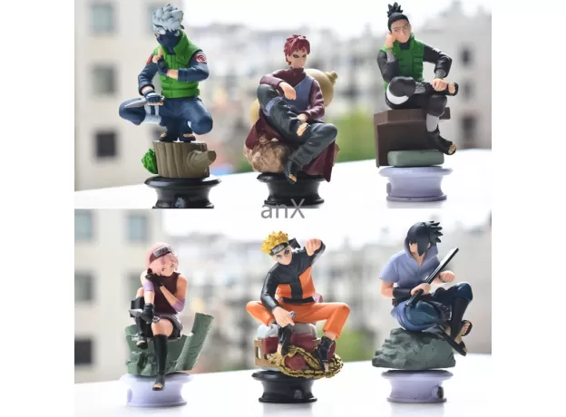 6PCS/SET NARUTO ACTION FIGURES DOLLS CHESS NEW PVC ANIME NARUTO SASUKE GAARA MODEL