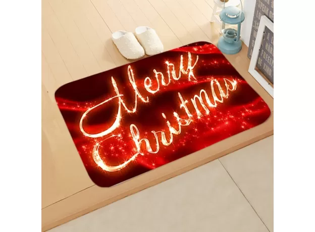 CHRISTMAS CARPET DECORATION HOME FLOOR MAT ROOM NON-SLIP FLANNEL RUG SANTA CLAUS XMAS