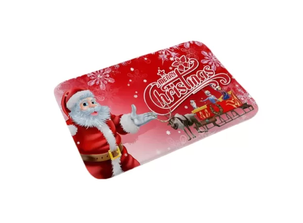 CHRISTMAS CARPET DECORATION HOME FLOOR MAT ROOM NON-SLIP FLANNEL RUG SANTA CLAUS XMAS