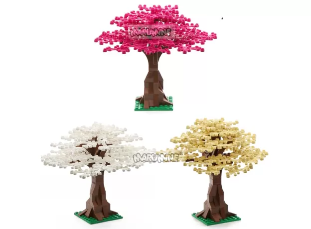 102PCS BRICKS TREE GREEN BUSH FLOWER GRASS PLANTS GARDEN COMPATIBLE CITY