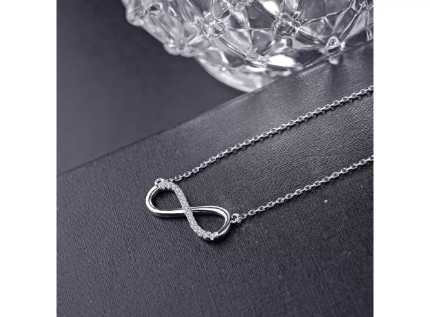 NECKLACE JEWELRY PENDANT SILVER FOR WOMEN LINK CHAIN ZIRCON FINE PARTY