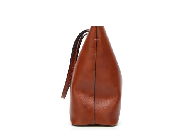 LEATHER BUCKET BAG SIMPLE DOUBLE STRAP HANDBAG SHOULDER BAGS FOR WOMEN