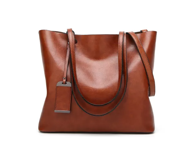 LEATHER BUCKET BAG SIMPLE DOUBLE STRAP HANDBAG SHOULDER BAGS FOR WOMEN