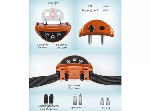 DOG BARK COLLAR PET TRAINING COLLAR RECHARGEABLE BARKING STOP COLLAR 2 MODES SOUND STATIC SHOCK