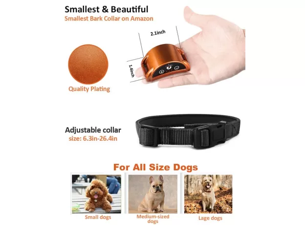 DOG BARK COLLAR PET TRAINING COLLAR RECHARGEABLE BARKING STOP COLLAR 2 MODES SOUND STATIC SHOCK