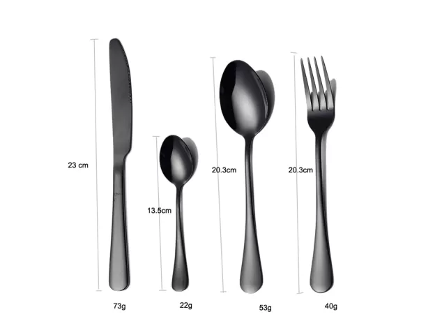 BLACK CUTLERY SET 24 PCS STAINLESS STEEL CUTLERY BOX FORKS KNIVES SPOONS DINNER SET