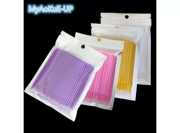 100PCS/PACK MICROBRUSHES FOR EYELASH EXTENSION MAKEUP BRUSHES SWAB DISPOSABLE INDIVIDUAL APPLICATORS