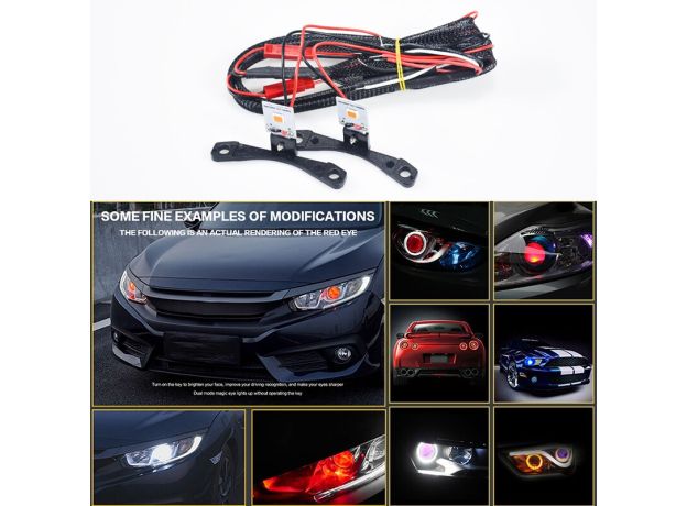 Car Led Devil Eye Demon Evil Eyes DRL LED Bluetooth APP RGB Headlights Motorcycle Projector Lenscar