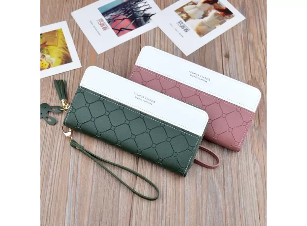 LEATHER WOMEN WALLET PLAID TASSEL WALLETS FOR WOMAN WALLET PURSE CLUTCH CREDIT CARD HOLDER