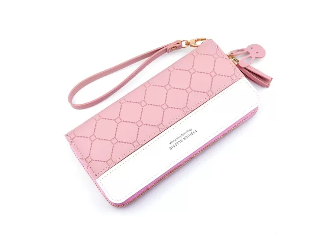 LEATHER WOMEN WALLET PLAID TASSEL WALLETS FOR WOMAN WALLET PURSE CLUTCH CREDIT CARD HOLDER