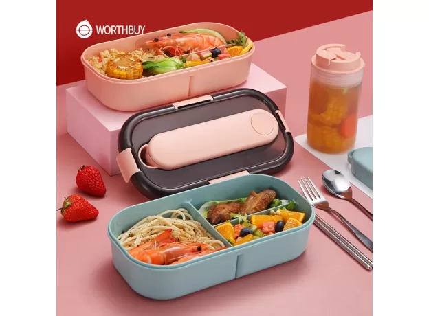 LUNCH BOX FOR KIDS SCHOOL MICROWAVE BENTO BOX WITH COMPARTMENT TABLEWARE LEAK-PROOF FOOD