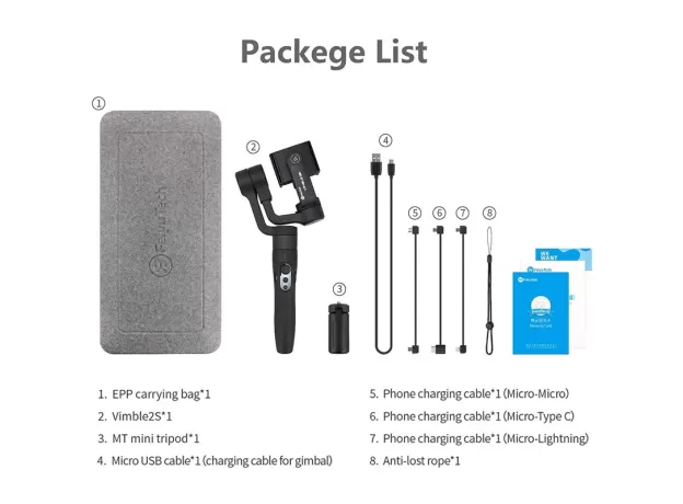 2S GIMBAL HANDHELD TRIPOD SMARTPHONE STABILIZER SELFIE STICK