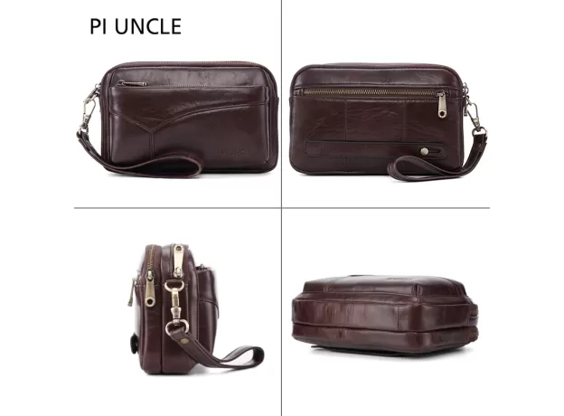 GENUINE LEATHER MAN LONG PURSE LARGE CAPACITY WALLET WITH ZIPPER WALLET