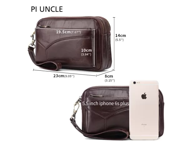 GENUINE LEATHER MAN LONG PURSE LARGE CAPACITY WALLET WITH ZIPPER WALLET