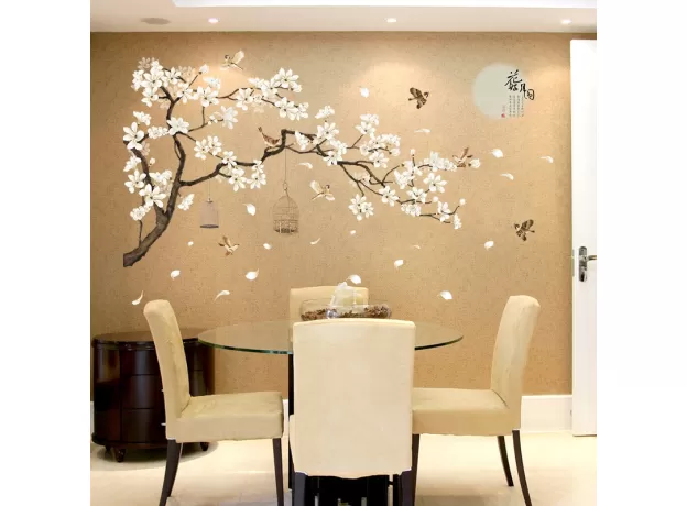 187*128CM BIG SIZE TREE WALL STICKERS BIRDS FLOWER HOME DECOR WALLPAPERS
