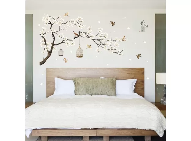 187*128CM BIG SIZE TREE WALL STICKERS BIRDS FLOWER HOME DECOR WALLPAPERS