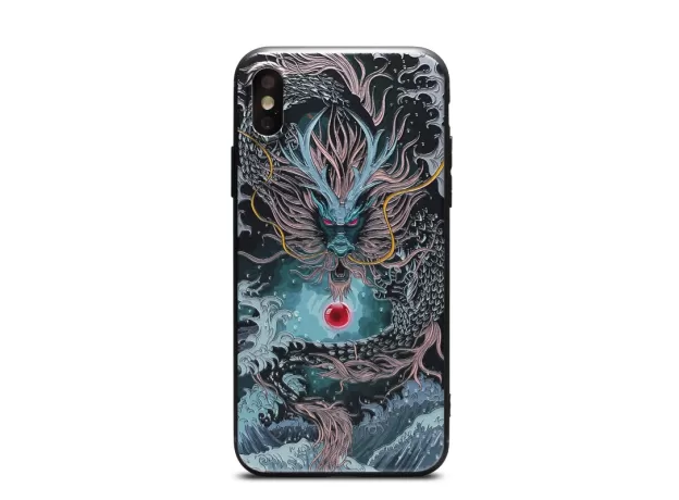 IPHONE CASE 3D RELIEF DRAGON TIGER PATTERN MATTE SOFT DRAWING COVER