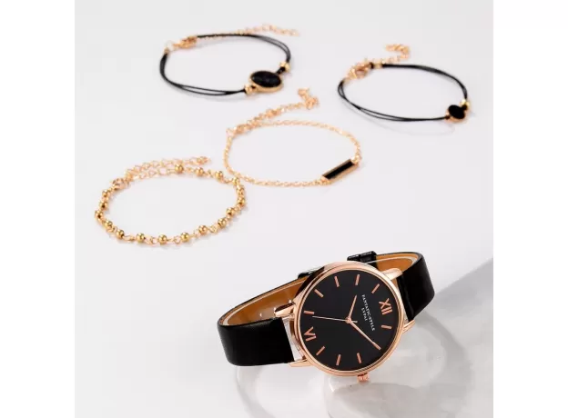 5PCS SET TOP STYLE FASHION WOMEN'S LUXURY LEATHER BAND ANALOG QUARTZ LADIES WATCH