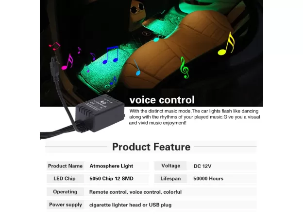STRIP LIGHT DECORATIVE FOOT LAMP WITH USB WIRELESS REMOTE MUSIC CONTROL MULTIPLE